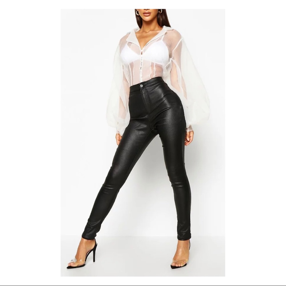 NWT Boo Hoo Plus High Waist Matte Leather Look Skinny